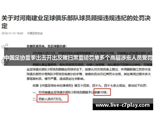 中国足协重拳出击开出反赌扫黑重磅罚单多个高层涉案人员受罚